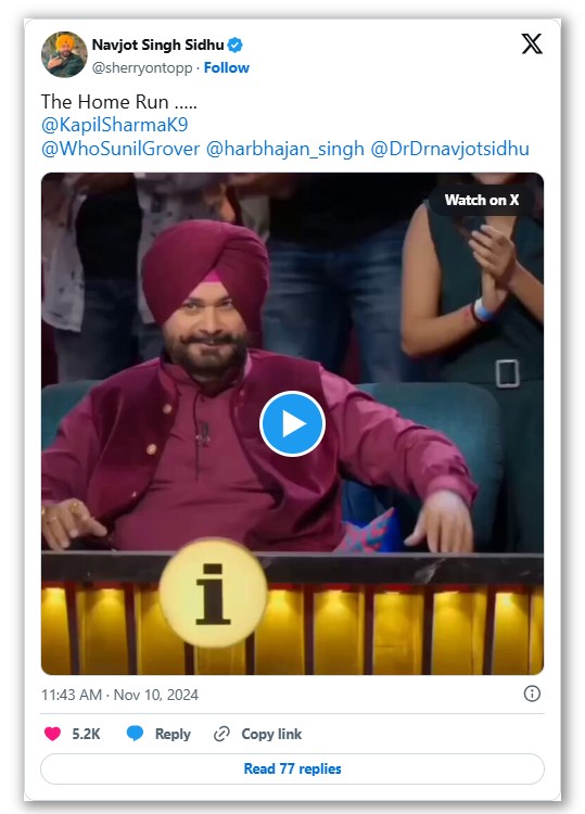 Navjot Singh Sidhu ,may return